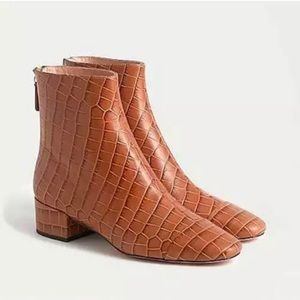 NWOT J Crew Roxie Croc Ankle Boots